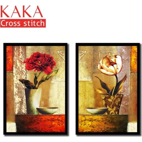 Cross stitch kits,Embroidery needlework sets with printed pattern,11CT-canvas for Home Decor Painting,Flowers Full NCKF016