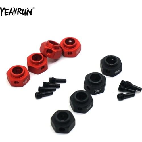 YEAHRUN 4pcs Metal Aluminum 6mm Thickness Combiner Wheel Hub Hex Adapter For 1/10 Traxxas TRX-4 RC Crawler Car Upgrades Part