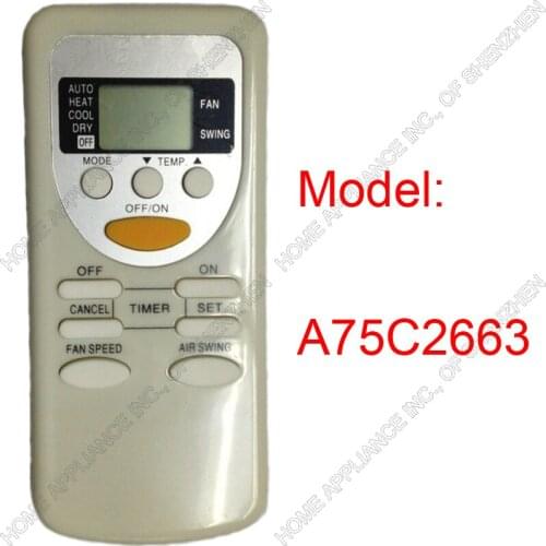 4 pieces/lot)Replacement for Panasonic Split And Portable Air Conditioner Remote Control A75C2663 Air conditioning parts