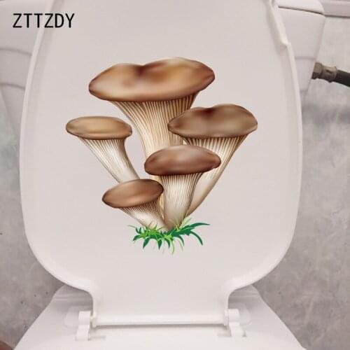ZTTZDY 21.4×22.2CM Painted Cartoon Mushrooms Toilet Stickers Creative Kids Room Wall Decoration T6-0133