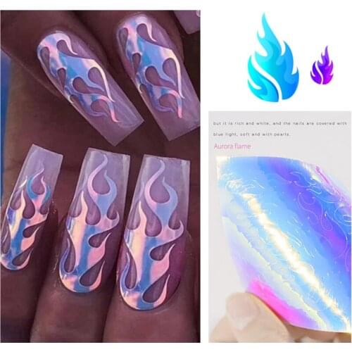 1/16pcs Fire Nail Holographic Strip Tape Nail Art Stickers Thin Laser Silver Stripe Sticker DIY Foil Decal Sticker