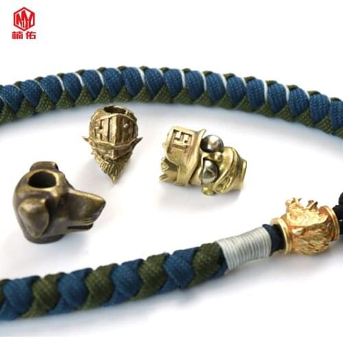 1PCS Outdoor DIY Tools EDC Brass Couple Knife Bead Survival Bracelet Braided Paracord Lanyard Pendant Keychain Pendant