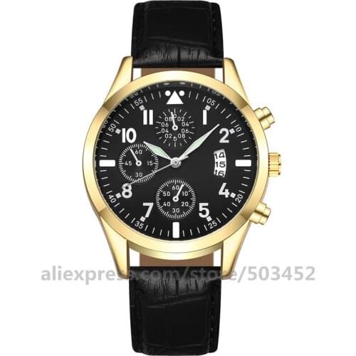100pcs/Lot Simple Mens Leather Watch With Calendar Function Plus Luminous Fuction Wristwatch Reloj Hombre Montre Homme