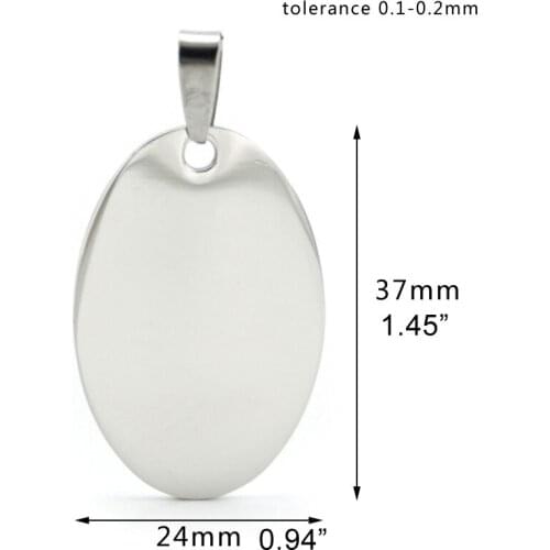 3pcs Stainless Steel big Oval Tag Blank mirror polished Pendants for DIY Jewelry Necklace Making