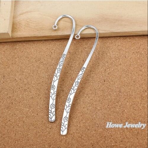 5 pcs Vintage zinc alloy Charm Antique Silver Flower bookmark pendant fit Bracelet Necklace metal jewelry accessories Making 2