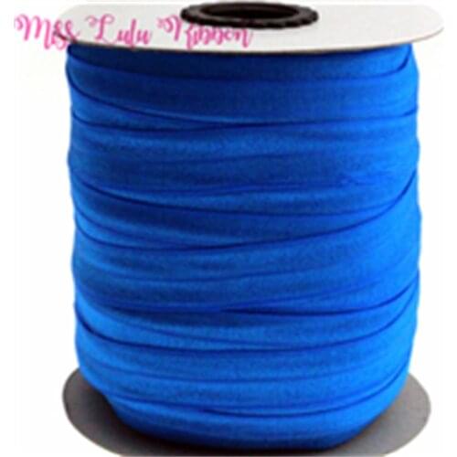 50 yards 5/8"16mm solid color matt fold over elastic ribbon handmade material hair bows gift wrap color aegean blue