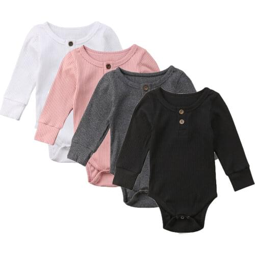 8Color ! 0-24 M Toddler Baby Girls Clothes Basic Pure Color Outfit Long Sleeve Cotton Romper Baby Solid Jumpsuit Clothing