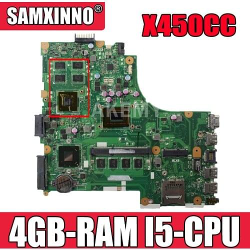 Akmey X450CC Laptop motherboard For Asus X450CC X450C X450 Test original mainboard 4GB-RAM I5-CPU 2.6 GHz GT740M