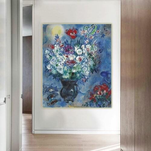 Citon Marc Chagall《The Anemones》Canvas Art Oil Painting Artwork Poster Decorative Picture Wall Hanging Decor Home Decoration