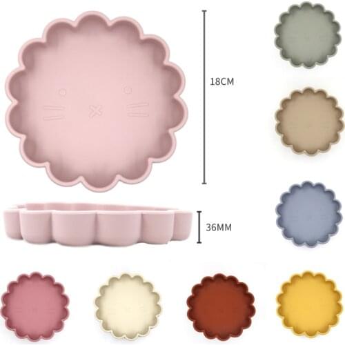 Baby Cute Flower Dishes Suction Toddle Training Tableware Kids Feeding Bowls Safe Silicone Dining Plate Baby Gift