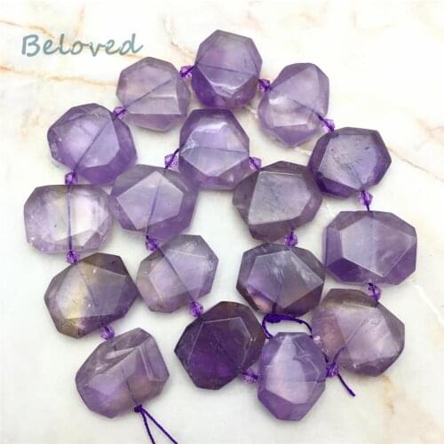 Smooth Faceted Rectangle Amethysts Slice Loose Beads,Purple Crystal Quartz Gems Slab Pendant Beads For Jewelry Making, BG18303