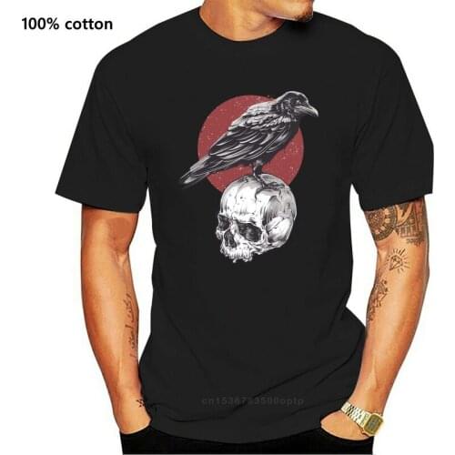 Gothic Raven Skull Bird Art Print Shirt Short Sleeve Graphic T-Shirt Tee Cool Gift Personality Tee Shirt