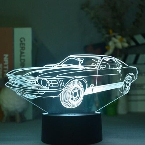 Fine Sedan Shape 3D Illusion Car Nightlight Mens Boyfriends Loving Gift Kids Child Bedroom Bedside Table Lamp LED Sensor Lights
