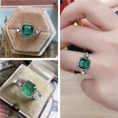 High Quality Green AAA Cubic Zircon Stone Ring Office For Ladies Jewelry Daily Wear Party Bijoux Femmal