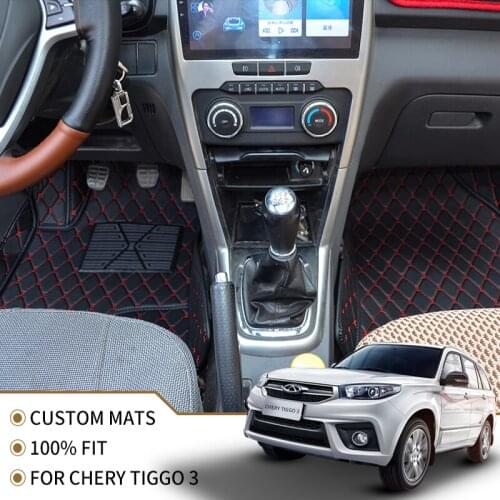 Flash mat leather car floor mats for Chery Tiggo 3 2014 2015 2016 2017 2018 2019 2020 Custom foot Pads automobile carpet cover