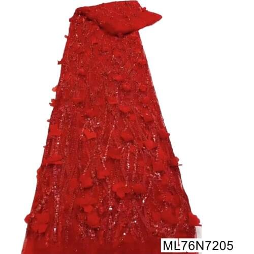 BEAUTIFICAL African Lace Fabric 3D Flower Sequins Embroidery 2021 tulle lace 3d For Nigeria Wedding Party 5Yards ML76N72