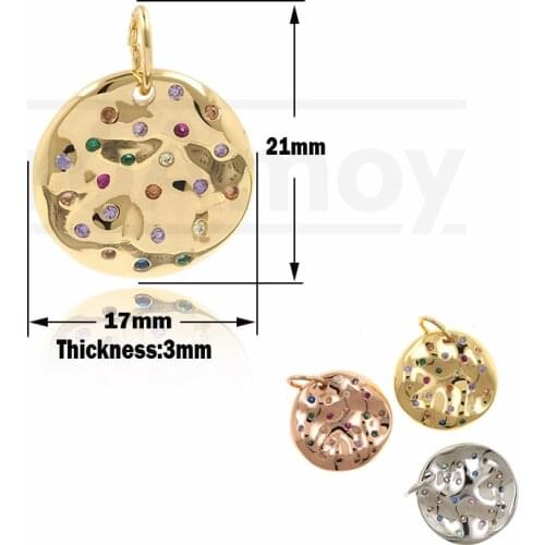 Copper Plated Cubic Zirconia Round Pendant Geometric Charm Suitable For Jewelry Necklace Bracelet Accessories