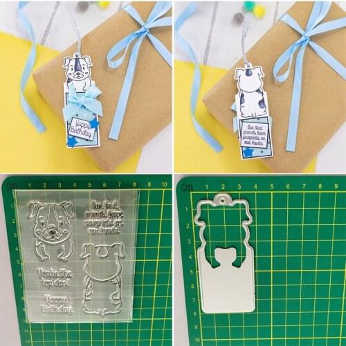Pup Puppy Dog Front and Back Tag Metal Cutting Dies and Stamps DIY Scrapbooking Photo Album Decorative Embossing Paper Cards