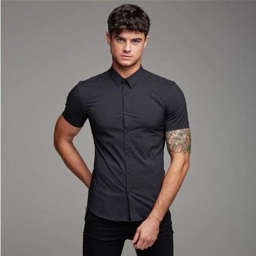 New Brand Spring Workout Mens Sport Short Shirts Casual Fashion Breathable Fitness Clothing Turn-down Collar Short Sleeve Shirts