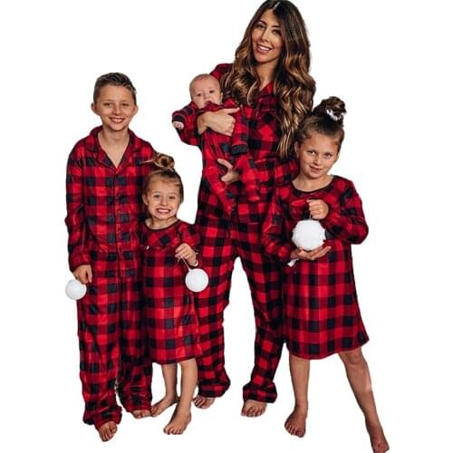 New Year Christmas Family Matching Outfits Plaid Mother Daughter Father Son Pajamas Sets Mom Baby Mommy and Me Xmas Pjs Clothes