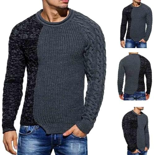 New Style Mens European And American Fashion Women Cool Color Panel Wild Pullover Slim-Fit Sweater