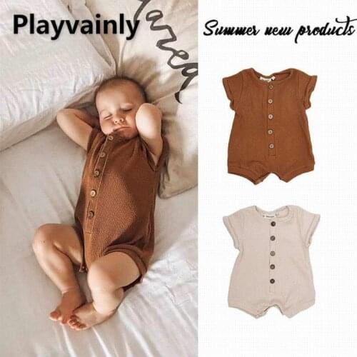 Baby Boy Girl 2021 New Cotton thread Short Sleeve One Piece Romper Baby casual clothes 0-2Y E10015