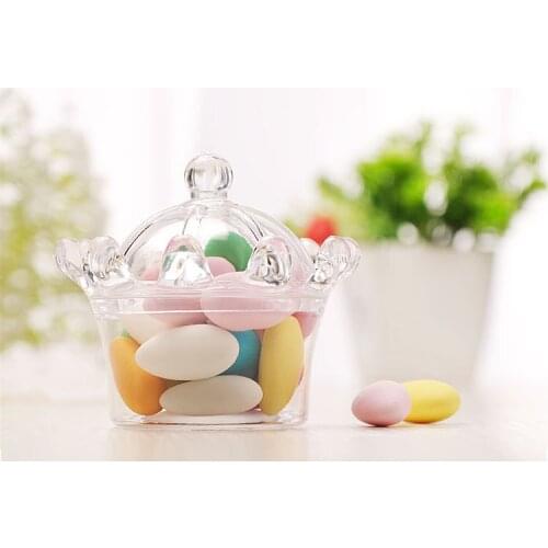 Plastic Crown Candy Box Wedding Favor Box Baby Shower Kids Birthday Party Gift Box Christmas Gift Packaging