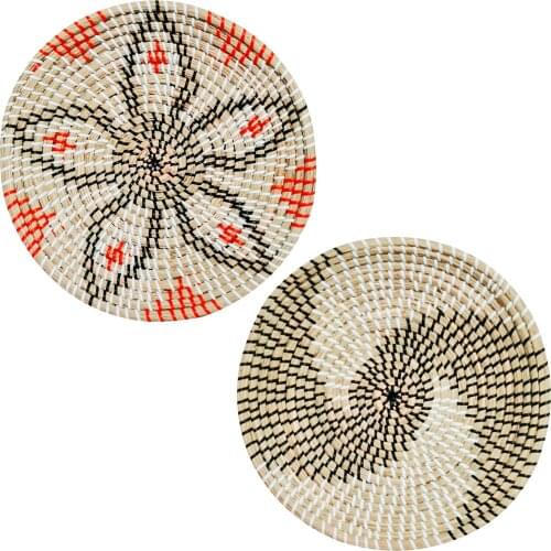 Nordic Straw Woven Wall Hanging Plate Ornaments Bohemian Bedroom Art Decor Rattan Round Food Serving Tray For Breakfast