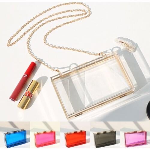 Luxury Woman Shoulder Bags, Clear Tote Bag,Fashion Chain Transparent Handbag,Designer Jelly Crossbody Ladies Party Purse