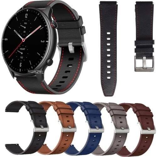 22mm Genuine Leather Strap For Amazfit GTR2 2e Pace Stratos3 2 Bracelet for Samsung Galaxy Watch3 45MM S3 Watchbands
