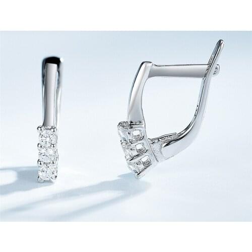 DY 925 Sterling Silver Earring Clear Cubic Zirconia Simple Unique Elegant Hoop Earring Gift For Women Engagement Trendy Jewelry