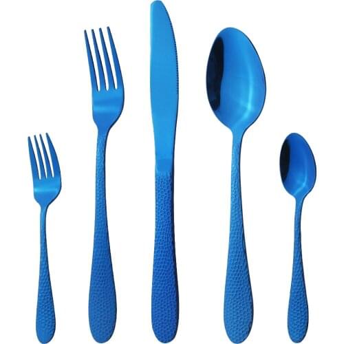 Blue Dinnerware Silverware Set Cutlery Knife Fork Coffee Dessert Spoon Stainless Steel Flatware Kitchen Party Home Tableware Set