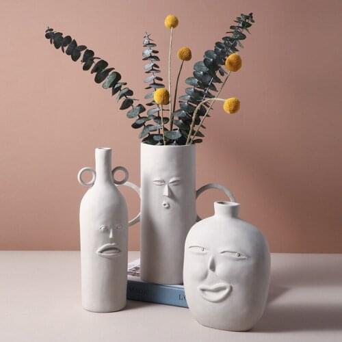 Nordic Ins Vase Ceramic Decoration Ornament Abstract Human Face Vase Living Room Dried Flower Flower Arrangement Home Decoration
