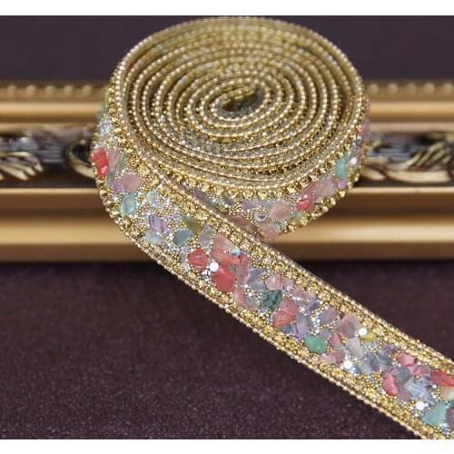 Crystal Rhinestone Beaded Wedding dress accessories Pearl Beaded Lace Trim fabric applique patches Iron on or Sew on 2*100cm