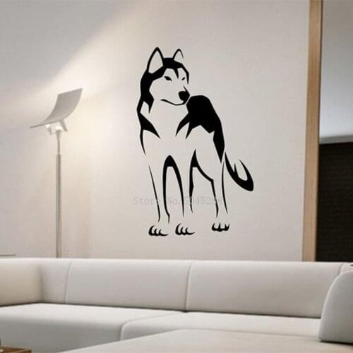 Husky Dog Vinyl Wall Decal Sticker Art Decor Bedroom Animal Design Mural Baby Children roomHandsome decoration LL053