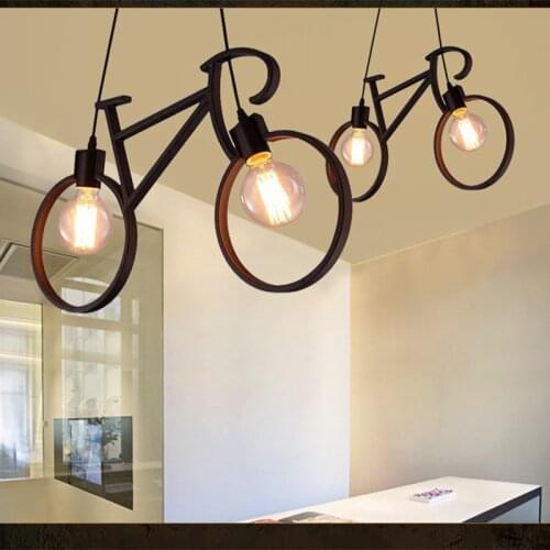 Vintage Industrial Style Wrought Iron Bicycle Shape Chandelier E27 Bulb Home Lighting Fixture Party Led lamp Home decoration