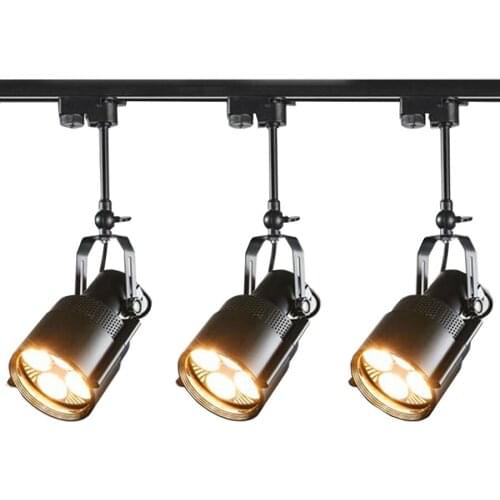 25W 35W Vintage E27 Track Light Loft Industrial LED Spotlight Rail Light Black Track Lamp For Barn Door Clothes Store Shop Decor