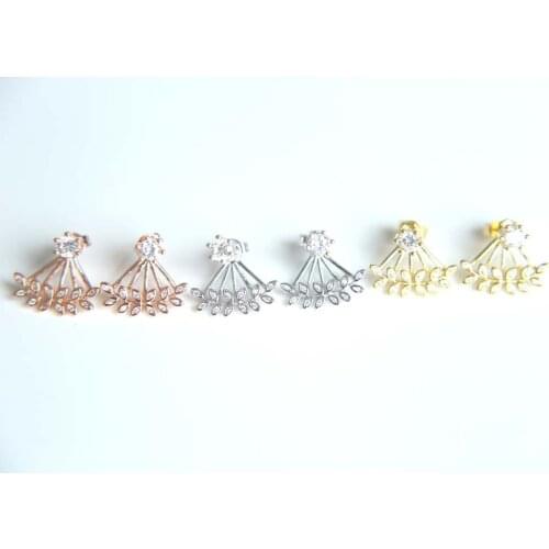 High Quality 2017 new arrive jewelry Leaf design 3 colors fashion women jewelry jacket earring