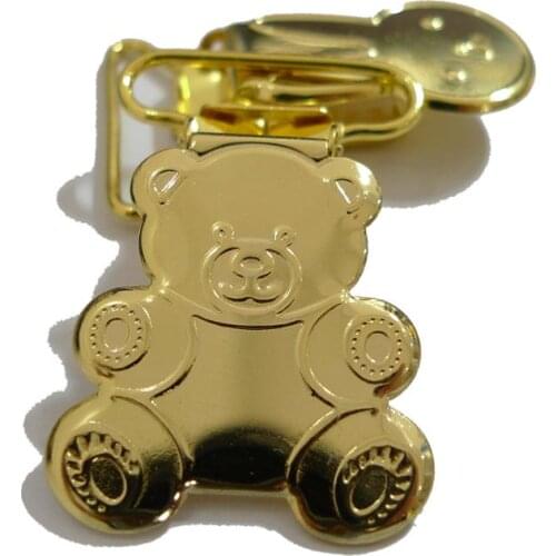 25pcs 1'' 25mm GOLD Color Bear Shape Suspender Clips