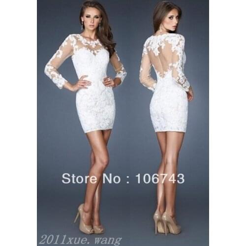 Free shipping 2018 new hot white sexy Short Long Sleeve White Lace Party gown gestante custom size mother of the bride dresses