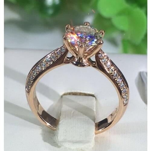 100% 18K 750Au Gold Moissanite Diamond Ring D color VVS With national certificate MO-H10033