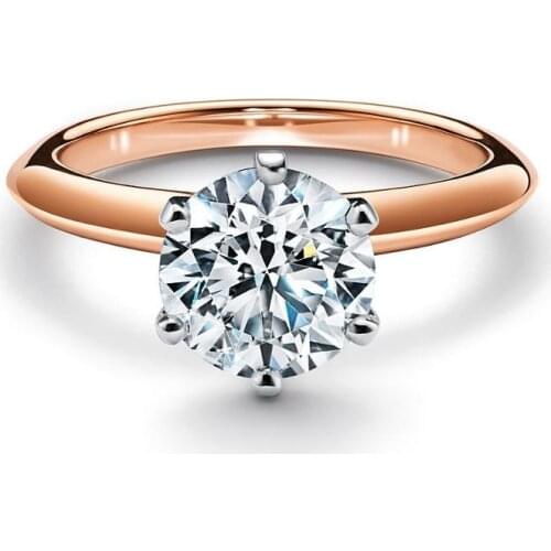 14K Rose Gold Ring Classic 6 claws white gold Moissanite Ring VVS1 Round Cut Engagement Anniversary Ring