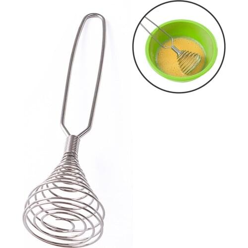 2Pcs Egg Beater Stainless Steel Spring Coil Whisk Mixing Manual Egg Beater Spring Semi-automatic Labor-saving Device Egg Beater