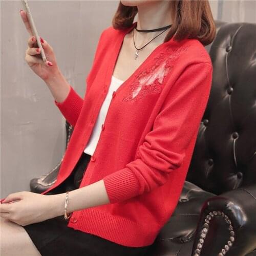 2020 OHCLOTHING New Special Offer Jumper 53 (zhong 1 Row 5) Autumn Dress Pure Color F3117 Hollowed Lace Cardigan Sweater Coat