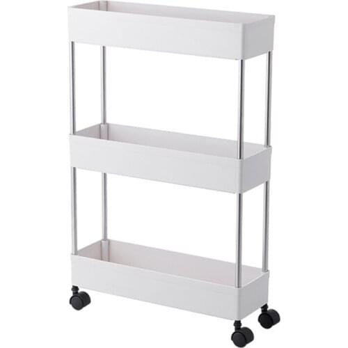 3-Tier Storage Trolley Rolling Cart Space Saving Mobile Utility Cart Organizer for Kitchen Bathroom Narrow Gaps