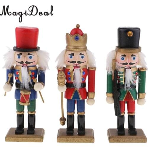 3Pcs/Set 15cm Wooden Nutcracker Doll Soldier Handicrafts Puppet Ornaments for Christmas Gift