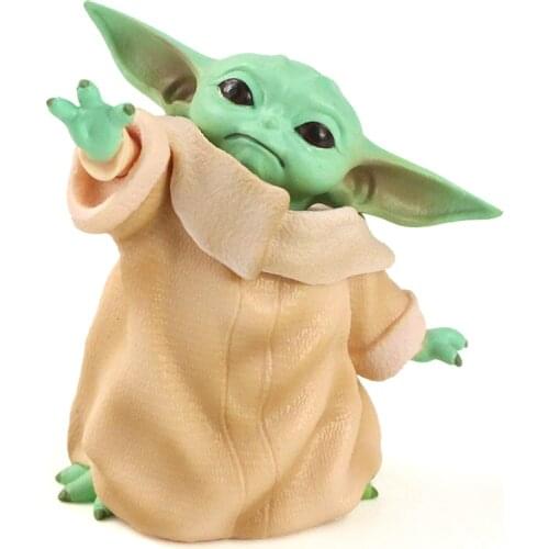 8cm Star Wars The Force Awakens Baby Yoda Cute Alien Put Up Hand PVC Action Figure Colletion Mini Model Toy Brinquedos Kids Gift