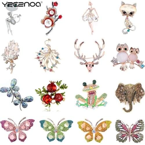 Butterfly Elk Cat Brooches Flower Brooches Opal Stone Brooch Pin Birthday Gift Brooches For Women Rhinestone Brooch Pin