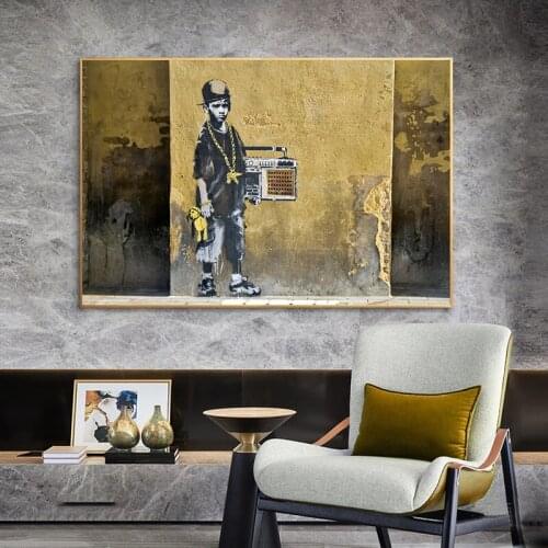 Banksy Pop Street Art Canvas Posters and Prints Abstract Portrait Paintings on The Wall Art Pictures for Home Living Room Decor