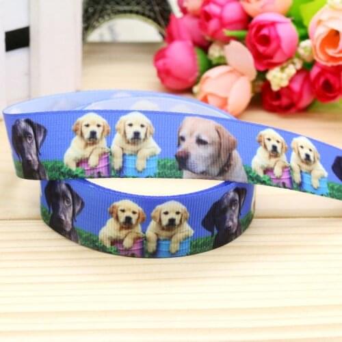 7/8'' Free shipping dog printed grosgrain ribbon hairbow headwear party decoration diy wholesale OEM 22mm P5163